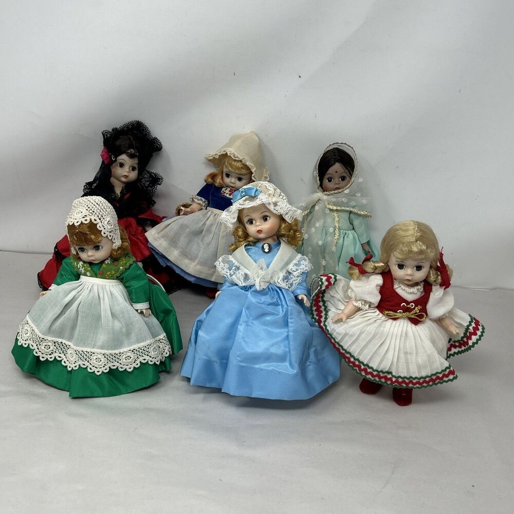Lot of 6 Vintage Madame Alexander 8" International Dolls US Spain India & More